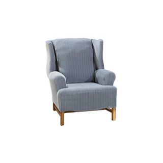 Stretch Pinstripe Wing Chair Slipcover