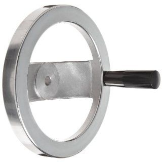 2 Spoked Polished Aluminum Dished Hand Wheel with Handle, 8" Diameter, 1/2" Hole Diameter, (Pack of 1) Hardware Hand Wheels