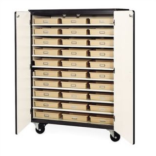 Virco 66 H Mobile Storage Cabinet with 30 Tote Trays