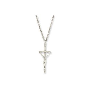 jewelryweb silver tone satin papal crucifix necklace 20