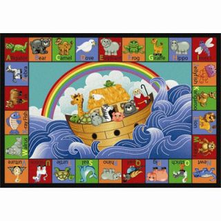 Joy Carpets Educational Faith Based Noahs Alphabet Animals Kids Rug