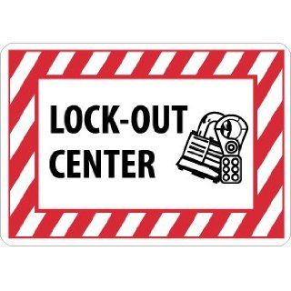 NMC M706R Lockout Tagout Center, Rigid Polystyrene Plastic, 7" Height, 10" Length, Red/Black on White Industrial Warning Signs
