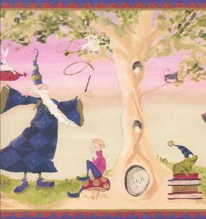 Wallpaper Border Magical Wizard Witch Owl Cat Rabbit & Frog Pink Purple Blue   Decorative Ceiling Medallions  