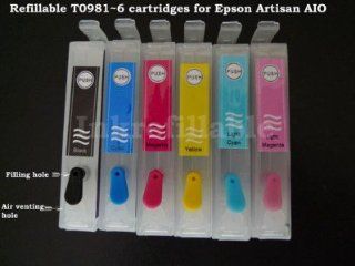 Refillable cartridge T0981~6 #98 T098 6 pack ink Epson Artisan 600 700 710 725 800 810 835 837 ALL IN ONE AIO printer 