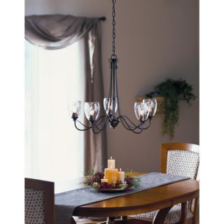 Hubbardton Forge 5 Light Trellis Chandelier with Water Glass Shade