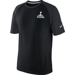NIKE Mens Super Bowl XLVIII Raglan Black T Shirt   Size Small, Black