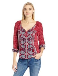 Lucky Brand Women's Kat Mixed Print Top, Red Multi, X Small