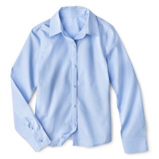 Cherokee Girls School Uniform Long Sleeve Blouse   Soft Blue XS