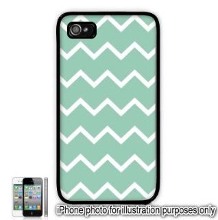 Pastel Green Thin Chevrons Pattern Apple iPhone 4 4S Case Cover Skin Black Cell Phones & Accessories