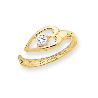 Jewelryweb 14k Yellow Gold Heart Cubic Zirconia Toe Ring