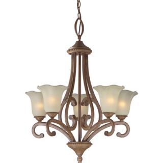 Forte Lighting 5 Light Chandelier with Umber Glass Shades