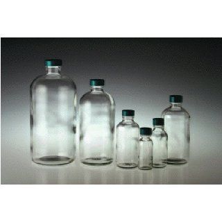 Qorpak 7713B Clear Boston Round Bottles, With Polyseal Cap, 8 oz [case of 24] Science Lab Glass Bottles