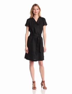 Jones New York Women's A Line Belted Dress, Black, Medium