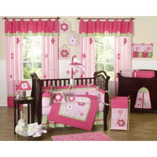 Sweet Jojo Designs Flower Pink Green Crib Bedding Collection