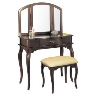 Williams Import Co. 3 Piece Vanity Set with Trifold Mirror in Espresso