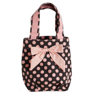 Jessie Steele Brown and Pink Polka Dot Lunch Tote Bag with Bow