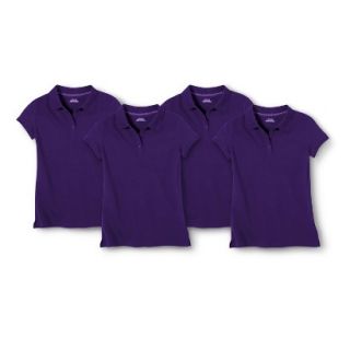 Cherokee Girls School Uniform 4 Pack Short Sleeve Pique Polo   Concord Grape XS