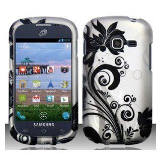 Samsung Galaxy Discover S730G / Galaxy Centura S738C (StraightTalk/Net 10/Tracfone) Black/Silver Vines Design Snap On Hard Case Protector Cover + Free Neck Strap + Free Mini Stylus Pen Cell Phones & Accessories