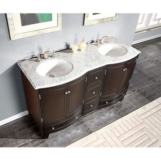 Silkroad Exclusive Naomi 60” Double Sink Cabinet Bathroom Vanity Set
