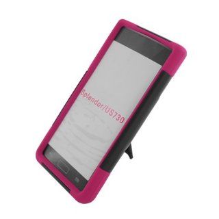 Aimo LGUS730PCMSK005S Durable Rugged Hybrid Case for LG Splendor/Venice S730   1 Pack   Retail Packaging   Black/Hot Pink Cell Phones & Accessories