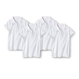 Cherokee Girls School Uniform 4 Pack Short Sleeve Pique Polo   True White S