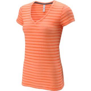 UNDER ARMOUR Womens Charged Cotton Legacy Burnout Stripe Short Sleeve T Shirt  