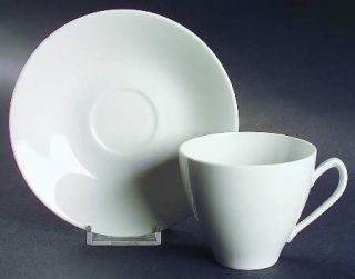 Rorstrand Blanca Flat Cup & Saucer Set, Fine China Dinnerware   No Decals, All W