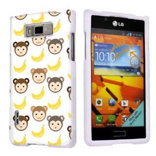 LG Venice LG730 Boost Mobile White Protective Case   Cute Monkey BananaBy SkinGuardz Cell Phones & Accessories