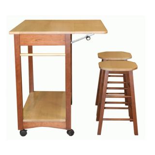 Sunny Kitchen Cart Set with Wood Top