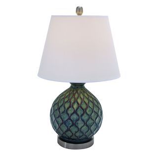 Ceramic Table Top Lamp With Coral Waves