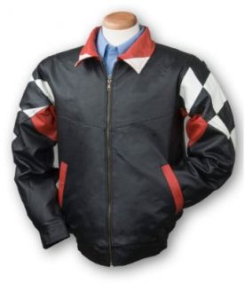 Men's Burk's Bay Leather Checkered Flag Jacket Black / Red at  Mens Clothing store