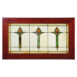 Tiffany Mackintosh Bud Trio Wood Frame Stained Glass Window