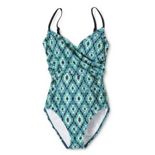 Womens 1 Piece Printed Swimsuit  Blue XL