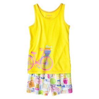 Xhilaration Girls 2 Piece Bicycle Tank Top and Short Pajama Set   Yellow XS
