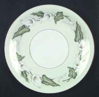 Noritake Adrienne Dinner Plate, Fine China Dinnerware   White Flowers,Green Rim,