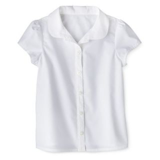 Cherokee Toddler Girls Short Sleeve Button Down Blouse   True White 4T