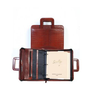 Scully Crocodile Leather Zip Binder With Drop Handles
