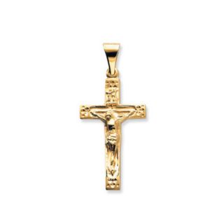 Jewelryweb 14k Yellow Gold Crucifix Pendant