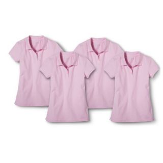 Cherokee Girls School Uniform 4 Pack Short Sleeve Pique Polo   Woodrose Pink XL