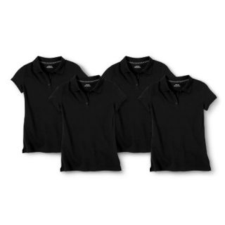 Cherokee Girls School Uniform 4 Pack Short Sleeve Pique Polo   Ebony XL