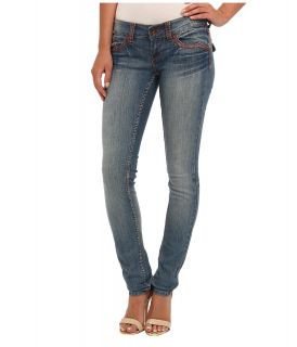 Request Skinny Jean w/ Heavy Stitch and Pop Color R Embroidery Back Pockets Flaps in Magnum/Med Womens Jeans (Blue)