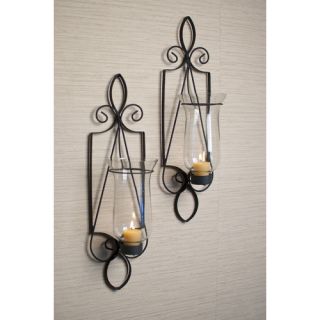 Piece Tuscan Iron and Glass Sconce Set (Set of 2)