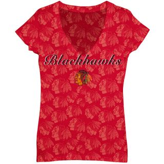 COLLEGE CONCEPTS Womens Chicago Blackhawks B3 Burnout Short Sleeve T Shirt  