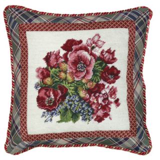 123 Creations Pansy 100% Wool Needlepoint Pillow with Fabric Trimmed