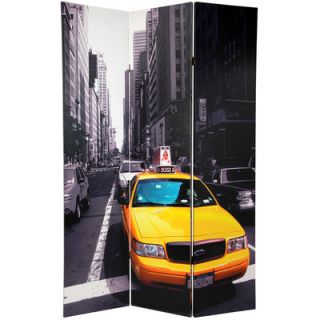 Oriental Furniture 70.88 x 47 Double Sided New York Taxi 3 Panel