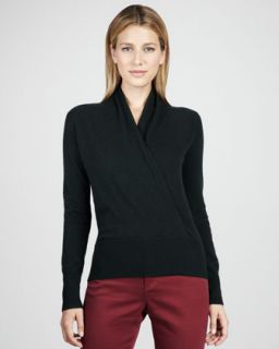 Faux Wrap Cashmere Sweater, Womens