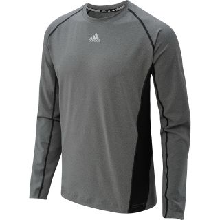 adidas Mens TechFit Fitted Long Sleeve T Shirt   Size Xl, Grey Heather/black