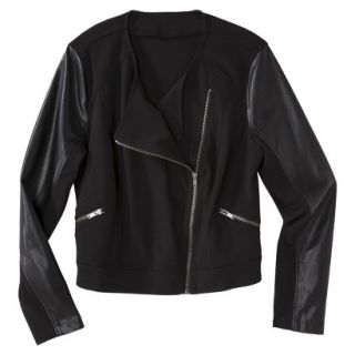 Pure Energy Womens Plus Size Moto Jacket   Black 2X