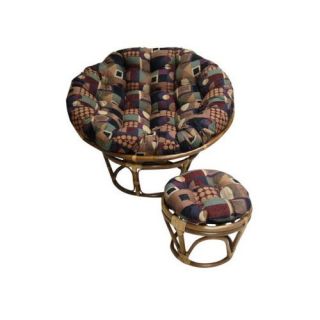 International Caravan Rattan Double Papasan Chair with Micro Suede
