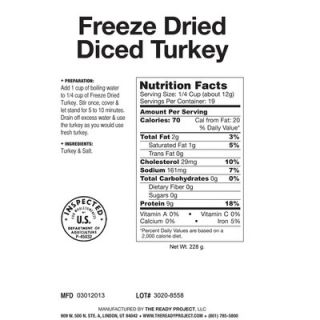 Lindon Farms 114 Servings Emergency Freeze Dried Diced Turkey